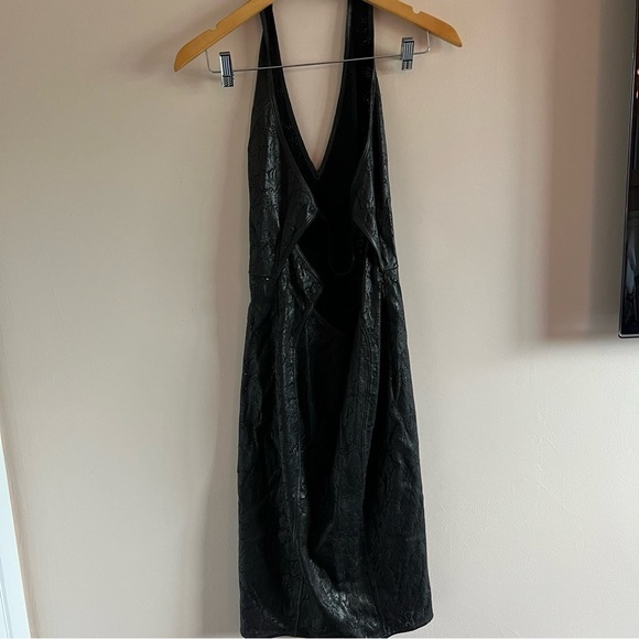 Gianni Versace | Laser Perforated 100% Leather Halter Dress Vintage - Picture 8 of 12